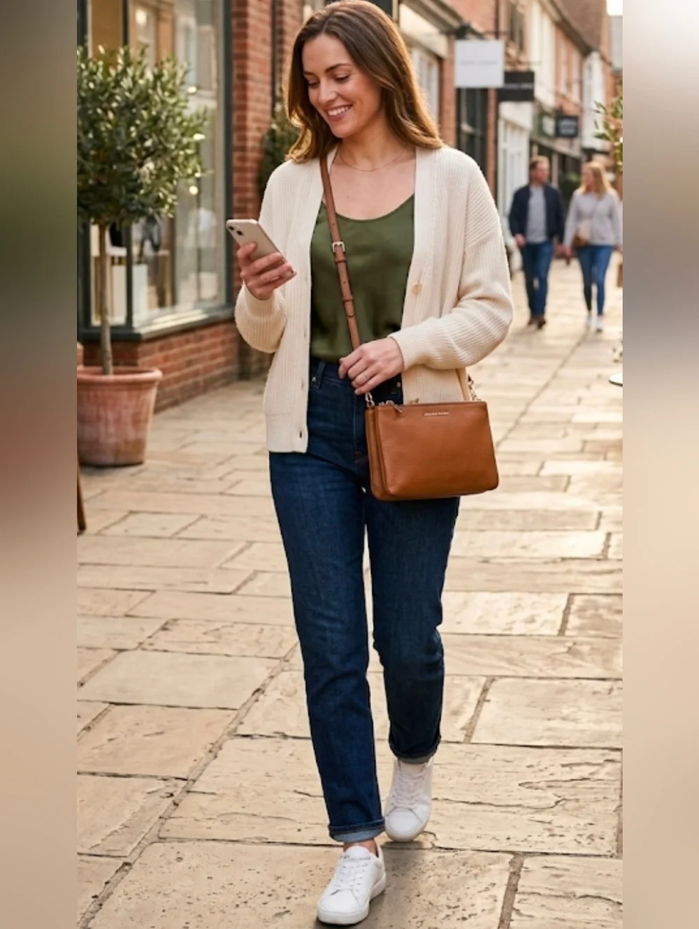 Michael Kors Adele Double Zip Crossbody Pebbled Leather Acorn Tan Gold